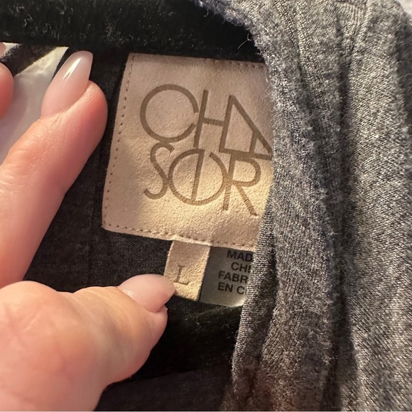 Chaser Gray Crisscross Back Long Sleeve Bodycon Mini Dress Soft Stretch Large - Picture 6 of 7